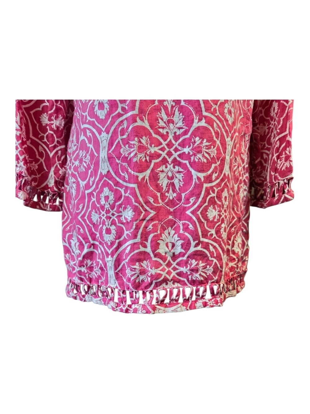 Style & Co. Pink Printed V-Neck Long-Sleeve Linen Tunic Size 12P - Picture 5 of 7